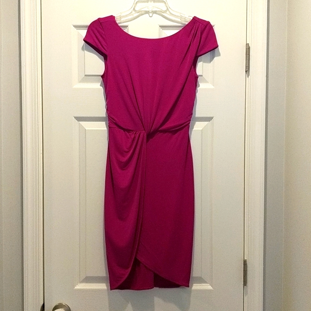 Fushia Grecian tulip hemmed dress